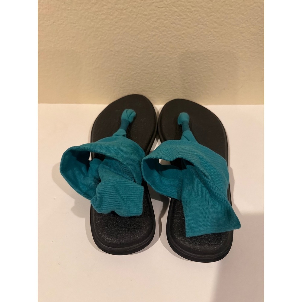 Sanuk Yoga Sling 2 Teal Blue Fabric Strap Comfort Sandals Womens Size 7